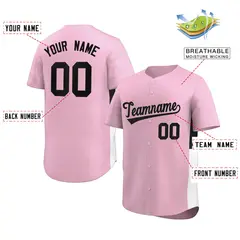 Light Pink Black-White Side Two-Tone Baseball Jersey 2
