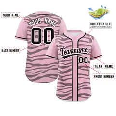 Light Pink Black Zebra Graffiti Authentic Baseball Jersey 2