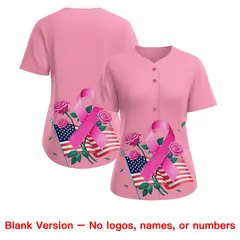 Women's Light Pink Breast Cancer Awareness Pink Ribbon Baseball Jersey 7