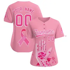 Light Pink Breast Cancer Awareness Pink Ribbon Baseball Jersey