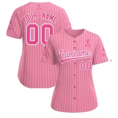 Light Pink Breast Cancer Awareness Pink Ribbon Baseball Jersey