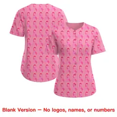 Women's Light Pink Breast Cancer Awareness Pink Ribbon Baseball Jersey 7