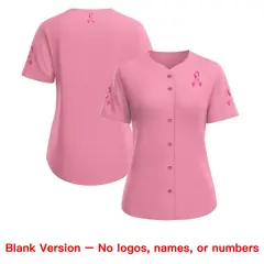 Women's Light Pink Breast Cancer Awareness Pink Ribbon Baseball Jersey 7
