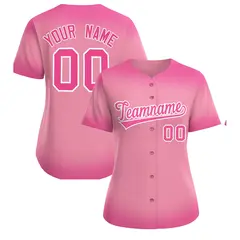 Women's Light Pink Breast Cancer Awareness Pink Ribbon Baseball Jersey 1