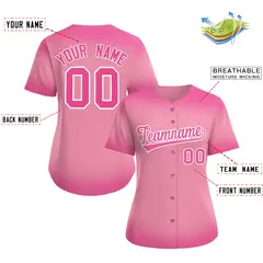 Women's Light Pink Breast Cancer Awareness Pink Ribbon Baseball Jersey 2