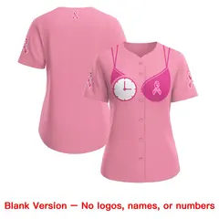Women's Light Pink Breast Cancer Awareness Pink Ribbon Baseball Jersey 6