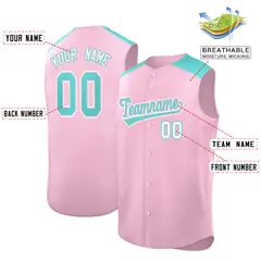 Light Pink Bright Green Classic Sleeveless Baseball Jersey 2