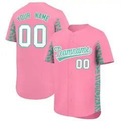 Light Pink Bright Green Leopard Graffiti Side Baseball Jersey 1