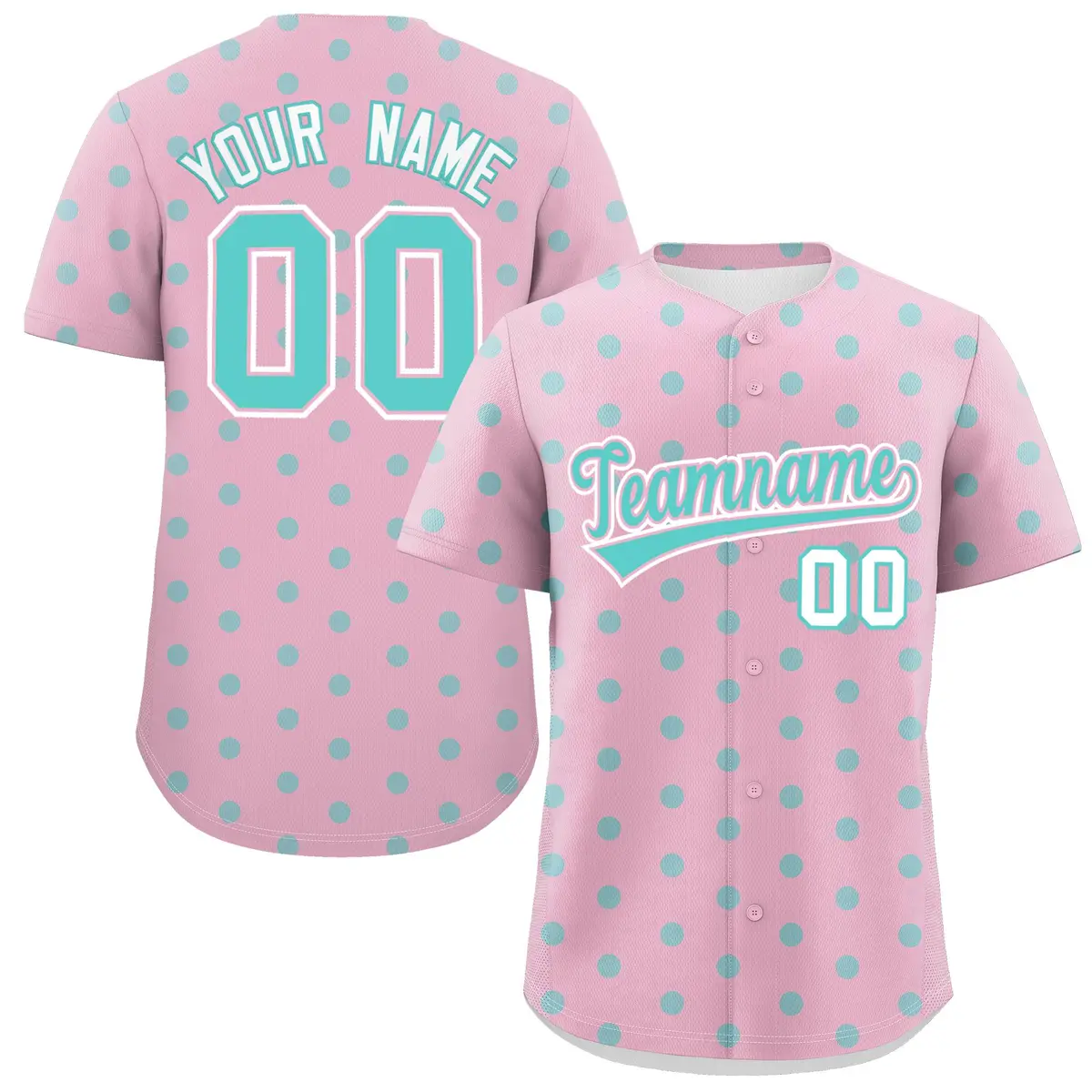 Light Pink Bright Green Polka Dot Graffiti Baseball Jersey