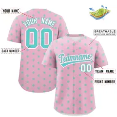 Light Pink Bright Green Polka Dot Graffiti Baseball Jersey 2