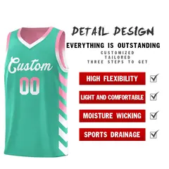 Light Pink Bright Green Reversible Basketball Kits - Side Arrow Bright Green White Gradient 3