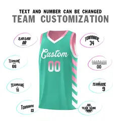 Light Pink Bright Green Reversible Basketball Kits - Side Arrow Bright Green White Gradient 4