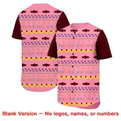 Light Pink Burgundy White Mexican Style Baseball Jersey 7
