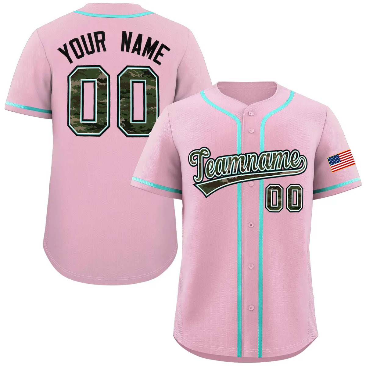 Light Pink Camo Font Authentic Baseball Jersey
