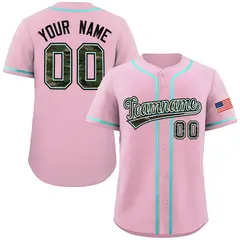 Light Pink Camo Font Authentic Baseball Jersey 1