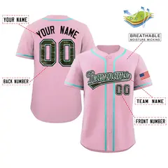 Light Pink Camo Font Authentic Baseball Jersey 2