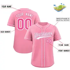 Light Pink Classic Style Baseball Jersey Uniform 2