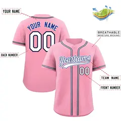 Light Pink Classic Style Lightweight Baseball Jersey 2