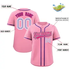 Light Pink Classic Style Lightweight Baseball Jersey 2