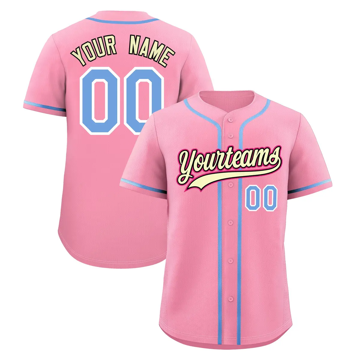 Light Pink Classic Style Lightweight Baseball Jersey
