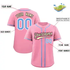 Light Pink Classic Style Lightweight Baseball Jersey 2