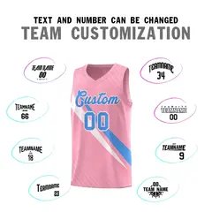 Light Pink Diagonal Pinstripe Color Block Basketball Jersey 4
