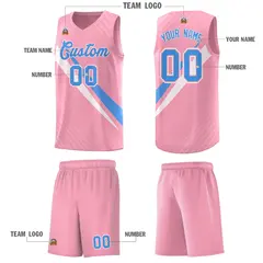 Light Pink Diagonal Pinstripe Color Block Basketball Jersey 5