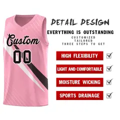Light Pink Diagonal Pinstripe Color Block Basketball Jersey 2