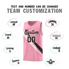 Light Pink Diagonal Pinstripe Color Block Basketball Jersey 4