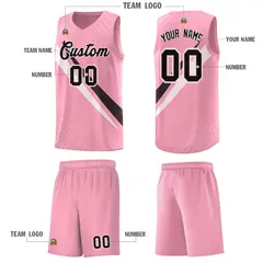 Light Pink Diagonal Pinstripe Color Block Basketball Jersey 5