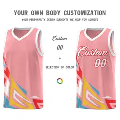 Light Pink Gradient Graffiti Pattern Basketball Jersey 3