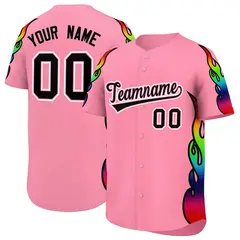 Light Pink Graffiti Multicolored Flames Baseball Jersey