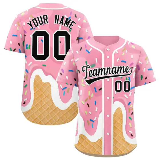 Light Pink Ice Cream Cone Graffiti Fashion Baseball Jersey