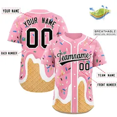 Light Pink Ice Cream Cone Graffiti Fashion Baseball Jersey 2