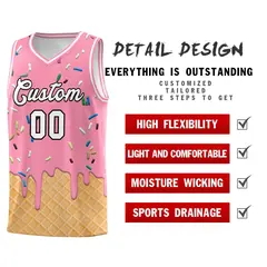 Light Pink Ice Cream Element Pattern Basketball Kits 2