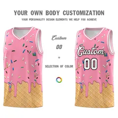 Light Pink Ice Cream Element Pattern Basketball Kits 3