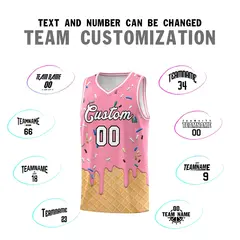 Light Pink Ice Cream Element Pattern Basketball Kits 4