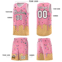 Light Pink Ice Cream Element Pattern Basketball Kits 5