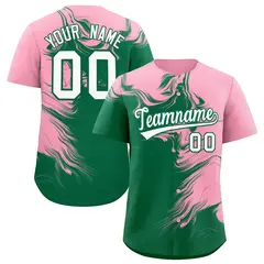 Light Pink Kelly Green Ink Pattern Authentic Baseball Jersey 1