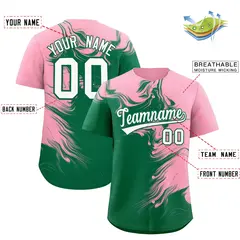 Light Pink Kelly Green Ink Pattern Authentic Baseball Jersey 2