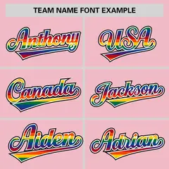 Light Pink LGBT Rainbow Pride Letterman Baseball Jacket 5
