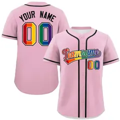 Light Pink LGBT Rainbow Pride Month Baseball Jersey