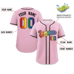 Light Pink LGBT Rainbow Pride Month Baseball Jersey 2