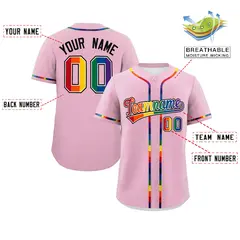 Light Pink LGBT Rainbow Pride Month Baseball Jersey 2