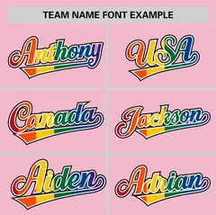 Light Pink LGBT Rainbow Pride Month Baseball Jersey 3