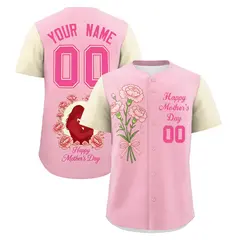 Light Pink Light Khaki Pink Mother's Day Baseball Jersey 1