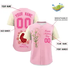 Light Pink Light Khaki Pink Mother's Day Baseball Jersey 2