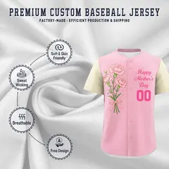 Light Pink Light Khaki Pink Mother's Day Baseball Jersey 3