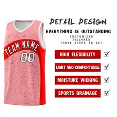 Light Pink Light Red Dot Graffiti Irregular Pattern Basketball Jersey 2