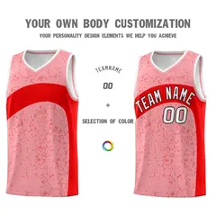 Light Pink Light Red Dot Graffiti Irregular Pattern Basketball Jersey 3